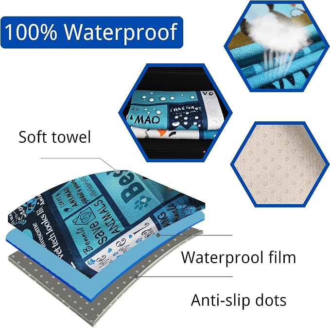 Waterproof Car Seat Cover for Front Seats, Protector for Cars SUVs Trucks, Sweat Towel Seat Covers Bucket for Gym,Workout,Beach,Hiking,Running (Vet Tech Gift, 1PC)