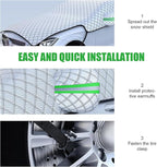 Half Car Cover, Winter Anti-freeze Snow Shield for Windshield Hood Rearview Mirror, Thicken Foldable Outdoor Protector with Fastening Strap, All-season Reflector Cloth for Cars (Silver)