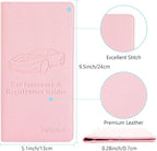 Premium Car Registration and Insurance Card Holder, Car Document Holder for Cards, Driver License & other Essential Documents (Pink)
