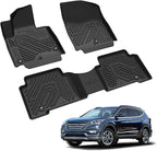 Floor Mats for Hyundai Santa Fe Sport 2018 2017 2016 2015 2014 2013, All Weather TPE Custom Fit Floor Liners 1st & 2nd Row Car Mats Accessories, Black