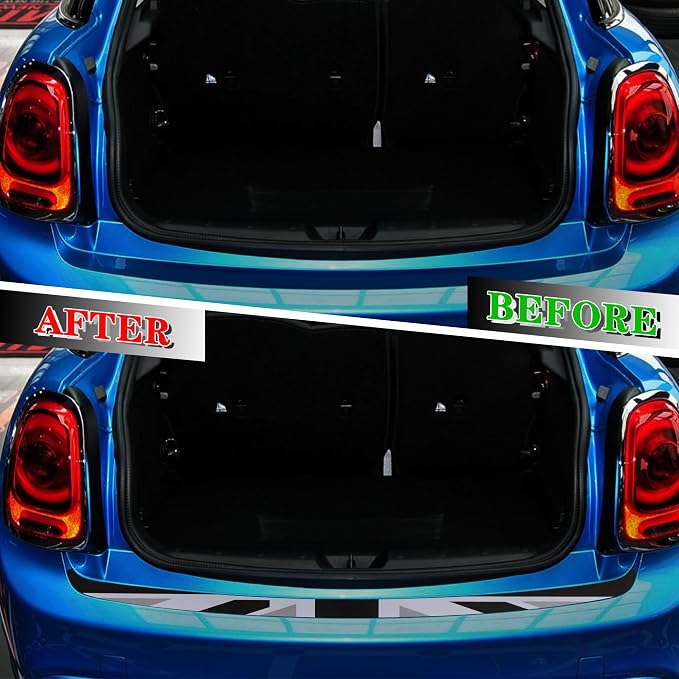 Rear Bumper Protector Sticker Compatible with Compatible with Mini Cooper F56 F55 R55 Anti-Collision Strip Trunk Threshold Decal Car Trunk Door Edge Vinyl Sticker Decoration for Car (Gray Flag)