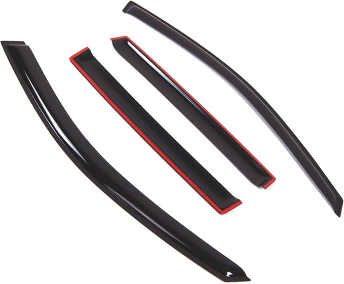 WD2-762 Dark Smoke 4 Pcs Set Window Visor (Outside Mount) Deflector Rain Guard Compatible with 2011-2017 Jeep Compass