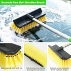 2 Pack 62" Car Wash Brush with Long Handle, Chenille Microfiber Car Wash Mop Mitt, Scratch-Free Soft Bristles Brush, Windshield Window Squeegee, Car Cleaning Kit Supplies for Car,Truck,SUV,RV,Boat