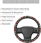 Skull Skeletons Fall in Love Dancing Steering Wheel Covers Anti-Slip Elasticity Car Accessories Steering Wheel Protector Universal 15 Inch for Cars SUV Vehicle Truck