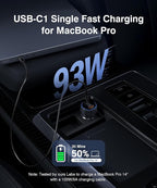 2026 Updated USB C Car Charger, 93W 3-Port Super Fast Type C Car Power Adapter PD/QC Charging Cigarette Lighter for iPhone 17/16/15/14/13/12/11 Pro Max, iPad,MacBook,Pixel, Android