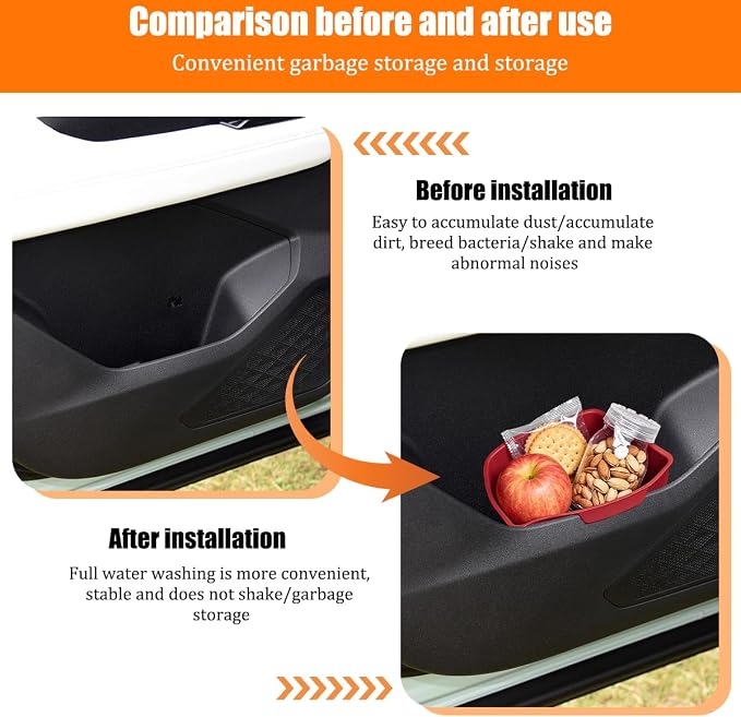 Car Trash Can, Silicone Portable Vehicle Side Door Garbage Container Trash Bin, Multifunctional Auto Interior Dustbin Garbage Can Storage Organizer, Universal Fit (Right/Red)
