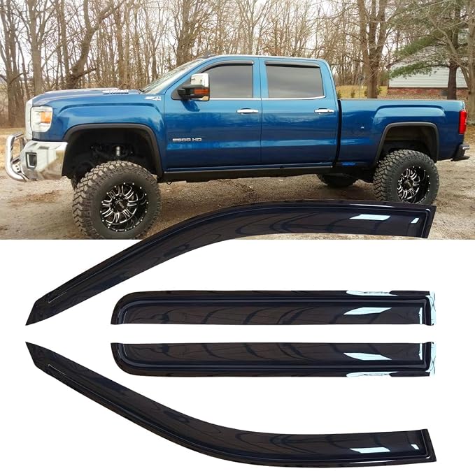 4pcs Original Shatterproof Window Wind Deflectors for 14-18 Silverado/Sierra 1500,15-19 2500/3500,19-24 4500,5500,6500,CV515 Crew,Rain Guards,Nice Looking Window Visors for Cars,Vent Deflector 94536