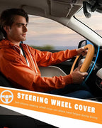 Car Steering Wheel Cover, Thin Anti-Skid Silicone Steering Wheel Cover for Men & Women, Universal Automotive Interior Accessories for Most Cars (Dark Orange)