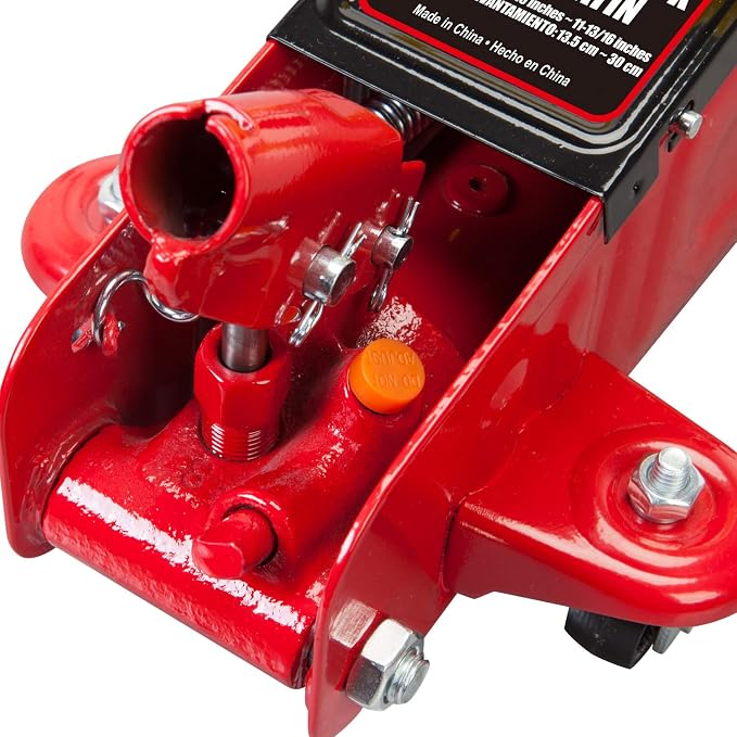 T820014S Torin Hydraulic Trolley Service/Floor Jack with Blow Mold Carrying Storage Case, 1.5 Ton (3,000 lb) Capacity, Red