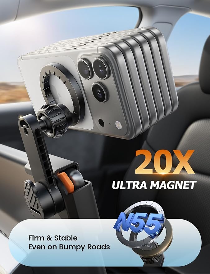 Phone Holder for Tesla Model 3 and Y Accessories 2026 - [Strongest N55 Magnet] Tesla Phone Mount, No Adhesive for Magsafe Car Mount, Magnetic Phone Holder fit iPhone 17 16 15 14 13 12 Pro Max