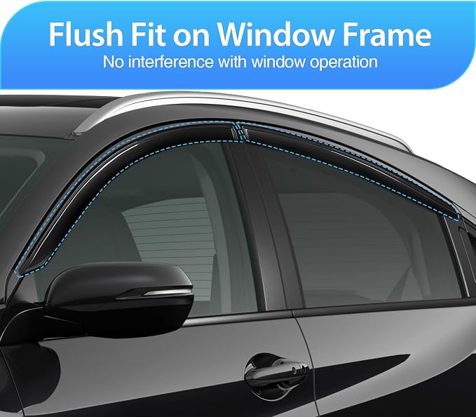 Rain Guards for GMC Acadia 2007-2016, Outside Mount Side Window Deflectors Window Visor for Rainy Day, Daily Driving & Ventilation, Smoke Tinted, 4PCS