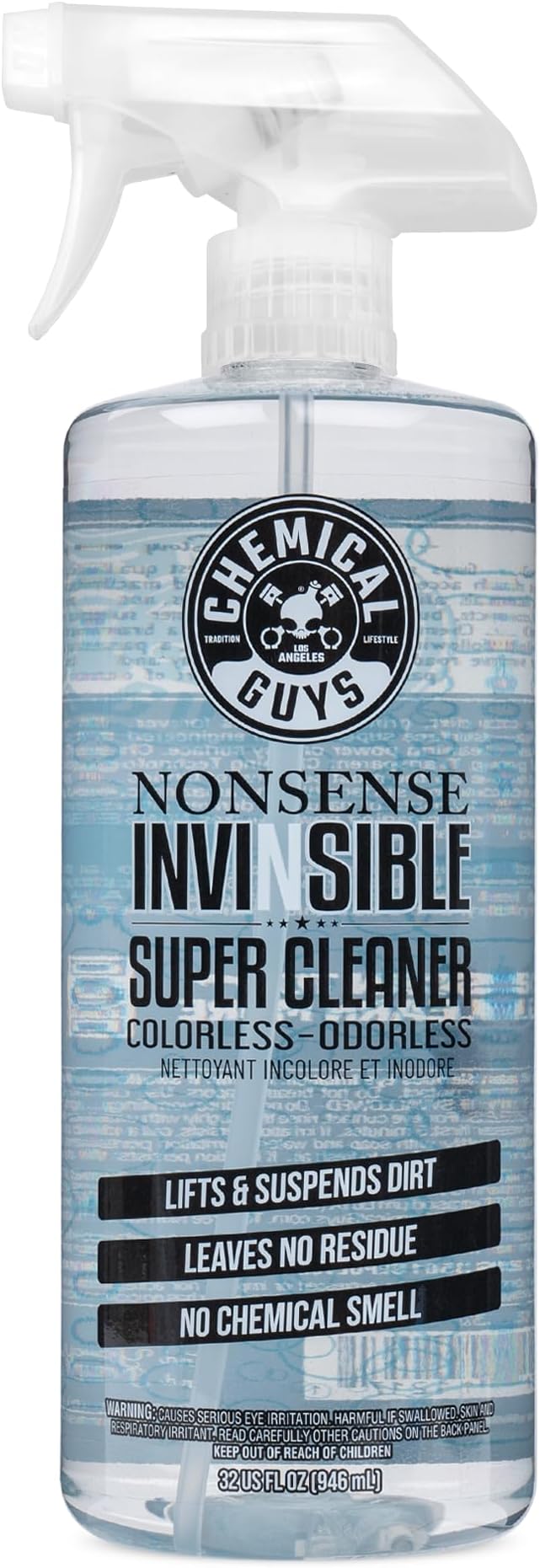 Nonsense Colorless & Odorless All Surface Cleaner - Clear, Safe for Vinyl, Rubber, Plastic, Carpet, and Upholstery, pH Balanced, Residue-Free, Unscented, 32 oz Spray