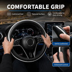 Car Steering Wheel Cover Full Surround - Soft Breathable Anti-Slip Heavyweight Safety Cover, Thick Cushioned Sports Style Universal Fit for Auto Truck SUV (Black/White)