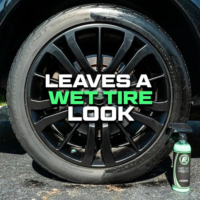 Wet Tire Dressing Spray - Extremely High Shine Tire Dressing for That Wet Look - No Sling, Non-Greasy Silicone Formula with UV Protection - Easy to Apply, Minimal Cure Time - 16 fl oz, 2 Pack