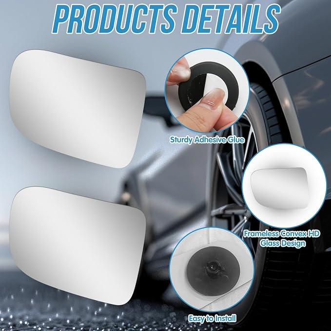 2Pcs Cars BlindSpot Mirrors, Removable Adjustabe Angle Round Wide Angle Convex RearView Mirror, Car Accessories Universal HD Glass for Suvs Auto RVs Motorcycles