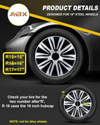 Hubcap Wheel Covers Hub Caps 16 Inch Set of 4 Black & Silver Universal Wheel Rim Cover R16 Stylish Car Decor Wheel Covers for Toyota Camry Nissan Mazda (black-09, 16 inch)