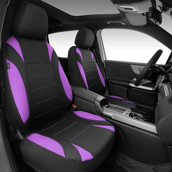 Waterproof Car Seat Covers Front Seats Only with 5mm Composite EVA, Neoprene Car Seat Cover with Separate Headrest Cover, Quick Setup Universal Fit for Car SUV Trucks,Airbag Compatible Purple