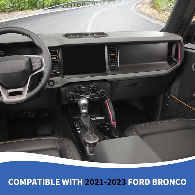 Center Console Dash Grab Handle Cover Trim Compatible with 2021-2024 Ford Bronco Interior Accessories, Pink (Not for Bronco Sport)