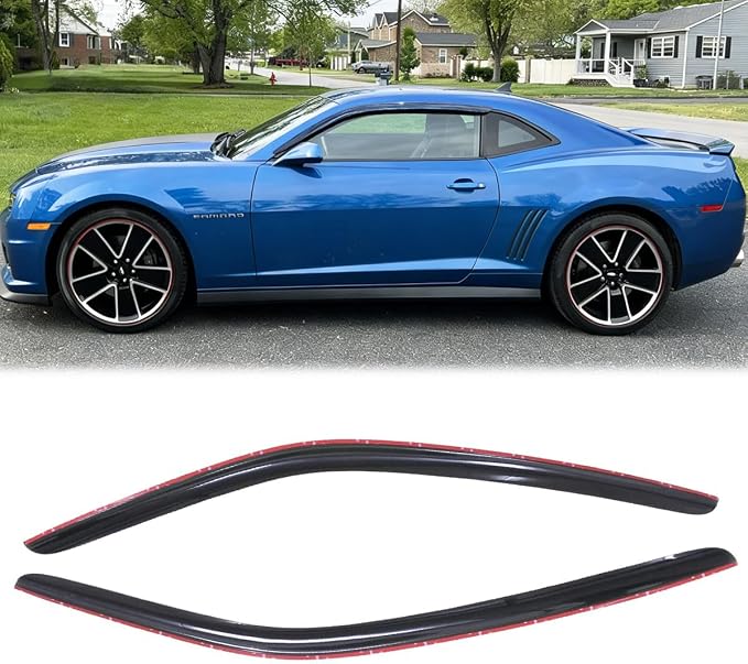 2pcs Original Shatterproof Rainproof Side Window Wind Deflectors for 10-25 Camaro,Tape-on Rain Guards Sets,Nice Looking Window Visors for Cars,Vent Deflector for Chevrolet 2010-2025 Camaro 92341