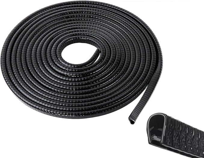 Car Door Edge Guards 5M(16.4Ft), U Shape Rubber Door Edge Protector Trim with Built-in Metal Clips, No Adhesive Needed, Easy to Cut, Universal Fit for Most Cars Trucks SUVs (Black)