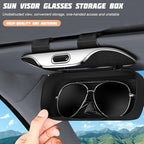 Sunglasses Holder for Car Sun Visor, Protective Automotive Eyeglasses Storage Case Hanger, Soft Vehicle Interior Glasses Organizer Box Accessories, Universal Fit (Carbon Fiber)