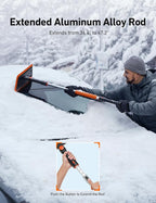 47.2 Inch 2-in-1 Snow Brush for Car Snow Broom and Detachable Ice Scraper with Non-Abrasive Silicone Head for Cars, Trucks, SUVs（Orange-Black）