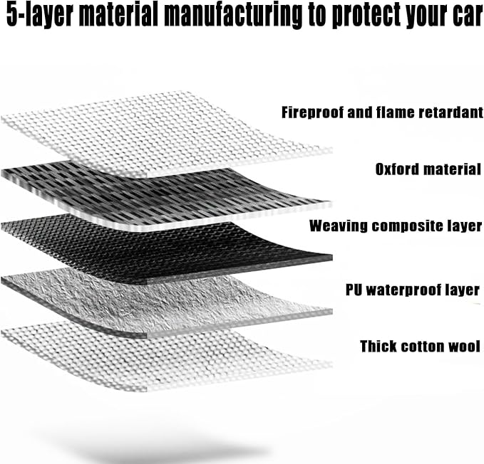 5-Layer 244"*83"*77" Waterproof All-Weather SUV Car Cover Heavy Duty Full Exterior Protection Universally Fit fit Cadillac Escalade ESV Chevy Suburban Ford Expedition Max GMC Suburban Lincoln etc