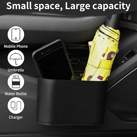 Car Trash Can with Lid, Leakproof Mini Garbage Bin for Car – Compact Design with Self-Closing Lid, Waterproof & Easy to Clean, Includes Trash Bags for Door Pocket, Cup Holder, or Office Desk (2)