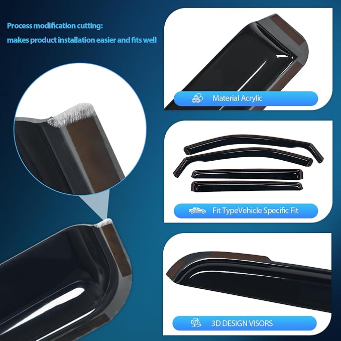 in Channel Rain Guards for Nissan Rogue S SV SL(Not fit Sport Model) 2014-2020 Original Window Deflectors, Vent Window Visors-4PCS