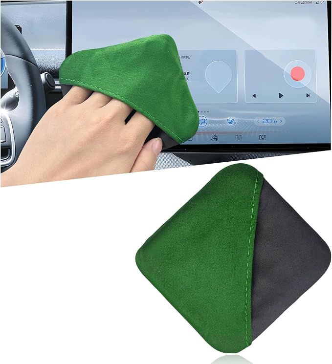 Car Screen Cleaner, Microfiber Auto Screen Cleaning Pad, Foldable Touch Screen Cleaner Cloth for Vehicle Dashboard LCD Display, Car Cleaning Kits (Green&Gray)