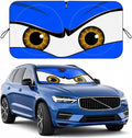 Car Windshield Sun Shade, Universal Fit Midsized Sedan SUV, Monster Blue | 63 x 31.5" Windshield Cover, Foldable Front Window Sunshade, UV Heat Protection, Cute Eyes Series