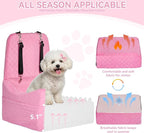 Dog Car Seat for Small/Medium Dogs Up to 35 lbs – Patented Safety System, 5" Memory Foam Pet Booster Car Seat, Fully Detachable and Washable Dog Carseat with 2 Storage Pockets (Pink)