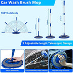 Car Wash Kit, Car Detailing Kit with Foam Gun, Car Wash Brush Mop and Large Folding Bucket Suitable for Car Cleaning, Blue Car Wash Set Gift for Men and Women