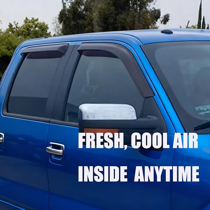 Window Visors Rain Guards for 2009-2014 Ford F-150 SuperCrew/Crew Cab | Window Deflectors, Vent Visor, Sun Shades, Window Shields, Truck Accessories, Dark Smoke