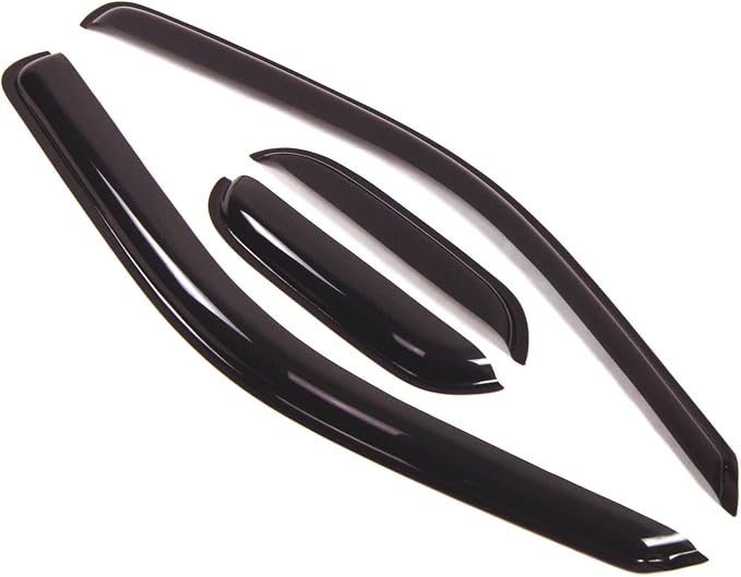 WD2-036 Dark Smoke 4 Pcs Set Window Visor (Outside Mount) Deflector Rain Guard Compatible with 2004-2012 GMC Canyon Extended Cab