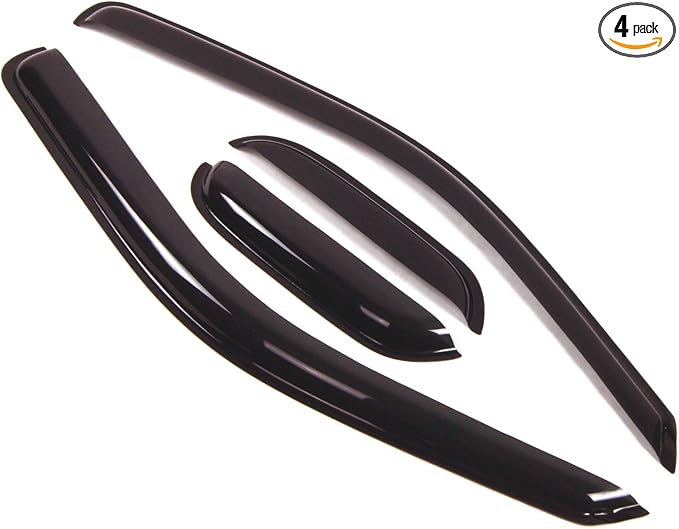 Outside Mount Window Vent Visors Rain Guards Compatible with GMC Canyon Extended Cab 2004-2012 | Side Window Wind Deflectors Rain Shields | Smoke Tinted, 4 Pcs Set, DGWV-036