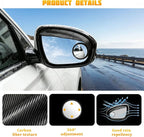 Zpana Car Blind Spot Mirrors with Rain Guard, 2 in 1 360° Adjustable Vehicle Rain Eyebrow Reversing Side Rearview, Automotive Reverse Assist Side Mirror Sunshade, Universal for SUV RV Truck