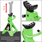 DNA MOTORING 2 Ton Car Jack and Stands Kit 2T(4000 lbs) Capacity Low Profile Hydraulic Trolley Service/Floor Jack with 2 Ratchet Stands Combo for Home Garage Shop, Green, TOOLS-00476-GR