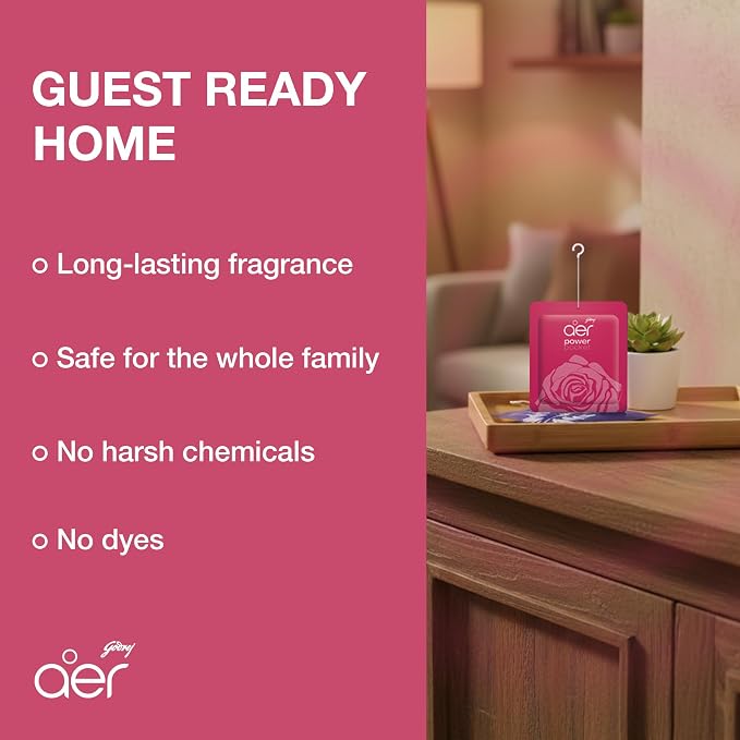 AER Power Pocket Rose Fresh Blossom Solid Gel Air Freshener for the Entire Home with Long Lasting Scent, Pack of 6