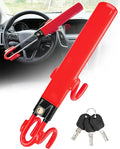 Steering Wheel Lock Anti-Theft Car Device Heavy Duty Security Car Lock Antitheft Locking Devices Great Deterrent Adjustable Car Wheel Lock Anti Theft for Vehicle Truck SUV with 3 Keys (Red)
