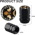 4Pack Bee Tire Valve Caps Universal Tire Air Cap Valves Stem Covers | Aluminum Alloy Rust-Proof Valve Stem Caps, for Auto SUV Truck Motorcycle Bicycle, Bee Gifts Decor for Women Men Drivers