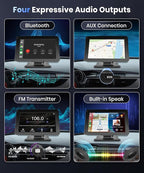 Portable Car Stereo Wireless Carplay Android Auto,7 Inch Touch Screen Car Radio with Bluetooth Hands-Free/Mirror Link/Maps Navigation/Voice Control/TF Card/AUX,for Cars, Trucks, SUVs