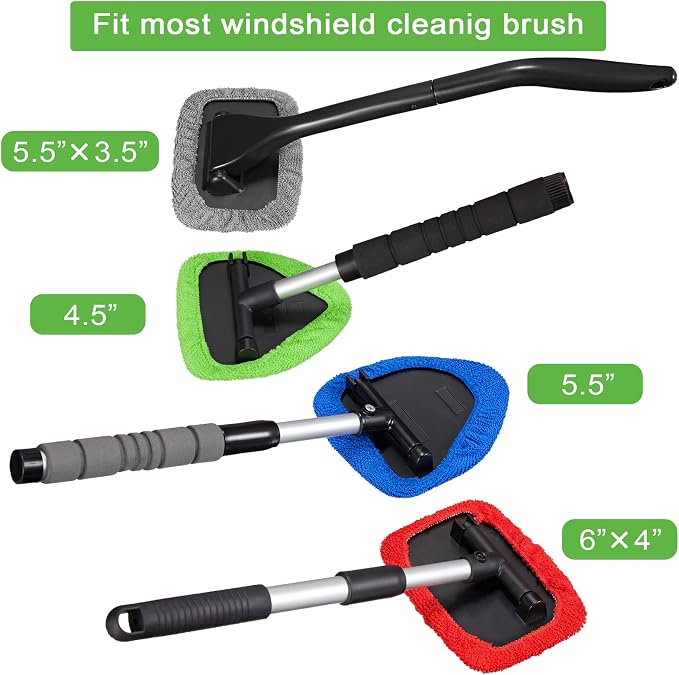 20 Pack Windshield Cleaner Microfiber Pads Fit Car Window Cleaning Tool Replaceable Glass Wipes Inside Car Windshield Supplies, Fits 4-6 Inch Tools, 4 Colors