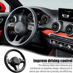 3PCS/Set Car Steering Wheel Cover, Leather Segmented Anti-Slip Automotive Wheel Protector, Soft Breathable Vehicle Steering Protection Covers, Universal Interior Accessories (Black)