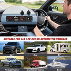 4 in 1 ON/Off Charger Socket Panel Dual USB Power Outlet LED Voltmeter Cigarette Lighter Socket Lighted ON Off Rocker Toggle Switch for Truck Car Marine Boats RV,2 Years Warranty
