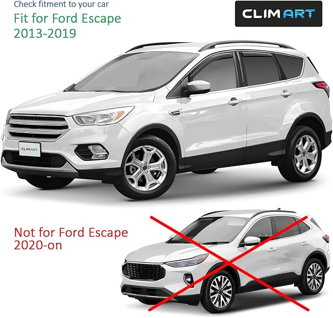 in-Channel Incredibly Durable Rain Guards for Ford Escape 2013-2019, Original Window Deflectors, Vent Deflector, Vent Window Visors, Dark Smoke Car Accessories, 4 pcs - 613289