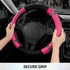 Road Comfort Leather Steering Wheel Cover – Premium Anti-Slip Car Steering Wheel Grip Cover – Universal Fit for 14.5”–15” Cars, Trucks & SUVs - Hotpink