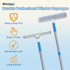 77'' Professional Squeegee Window Cleaner Tool with Extension Pole, Car Windshield Cleaning Kit with Long Handle, Window Washing Equipment for Indoor Outdoor Windows & Car Glass