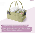 Mr. Pen- Baby Diaper Caddy Organizer, Olive Calm | Nursery Storage Bin and Car Organizer for Diapers and Baby Wipes