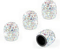 4 Pack Handmade Crystal Rhinestone Tire Valve Stem Caps, Universal for Cars, Trucks and Motorcycles - AB Color